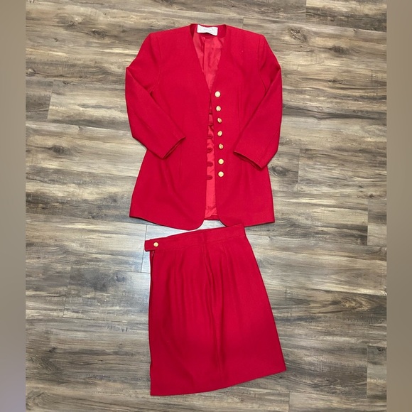 Vintage Beechers Brook Red Blazer and Skirt Set - Picture 1 of 5